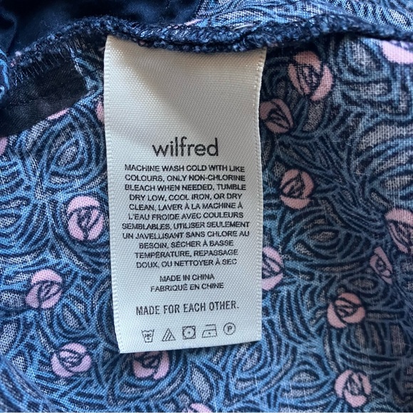 Aritzia Wilfred Blue Cotton Floral Rose Ruffle Mini Selma Dress size Small - Picture 8 of 8